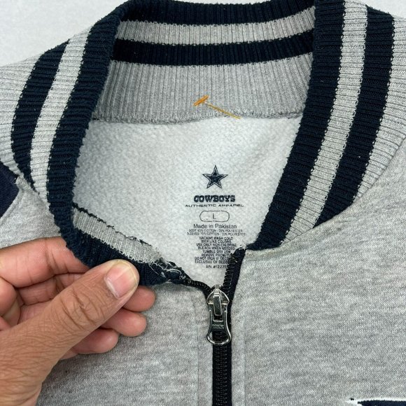 Dallas Cowboys Jacket Large Men's Authentic Apparel Varsity Jacket *Flaw* - Picture 3 of 11